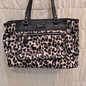 Nine West Black and Cream Animal Print Satchel Tote
